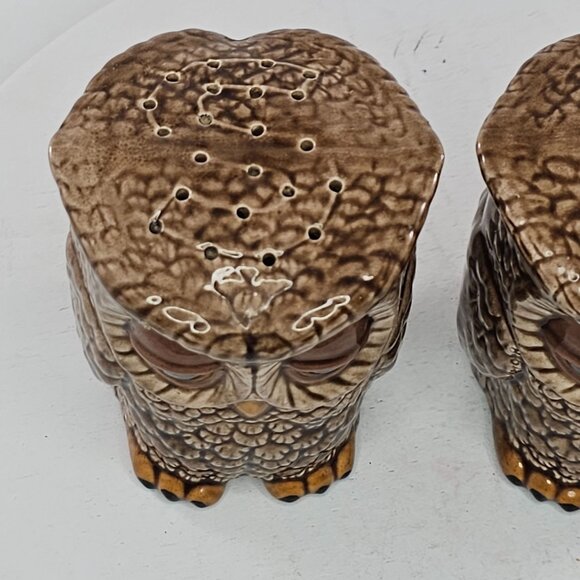 Vintage Sleepy Owl Double Sided Salt Pepper Shaker Set *NO STOPPERS* - Picture 3 of 7